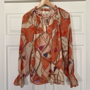 {Entro} Tassel Print Blouse - Women's Medium NWT